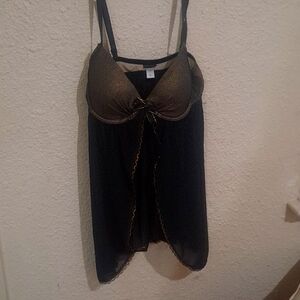 black & gold parted babydoll lingerie